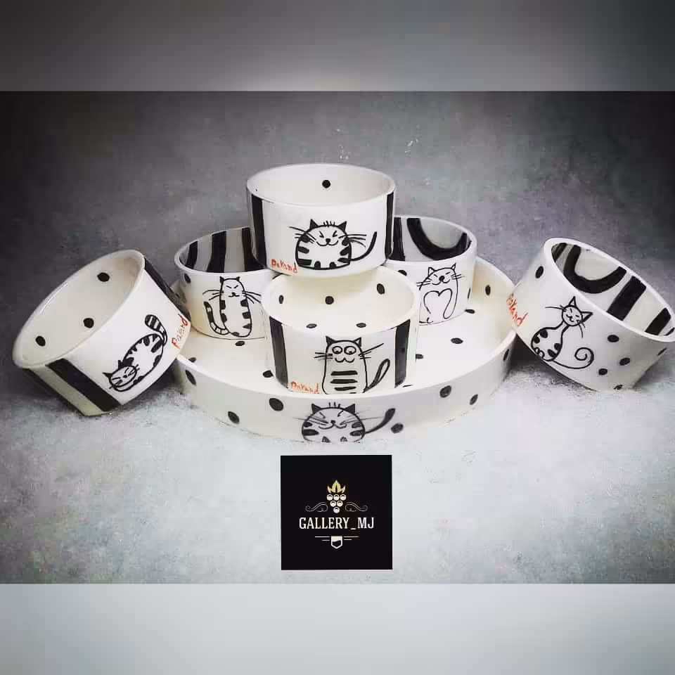 ست گربه کاسه به همراه سینی