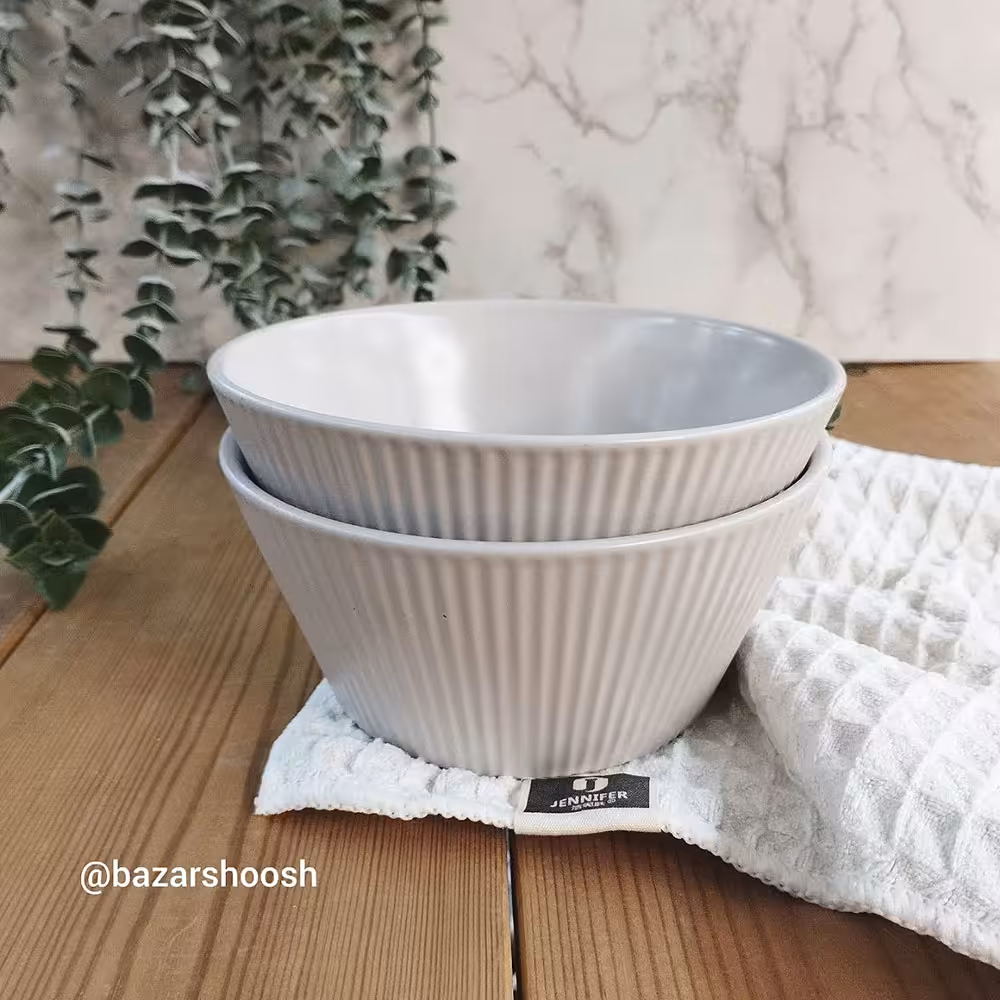 کاسه سرامیک نودل شیار دار طوسی چین
