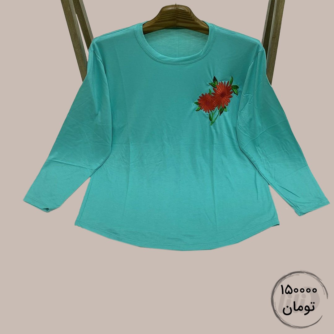 بلوز آستین بلند طرح گل بیگ سایز