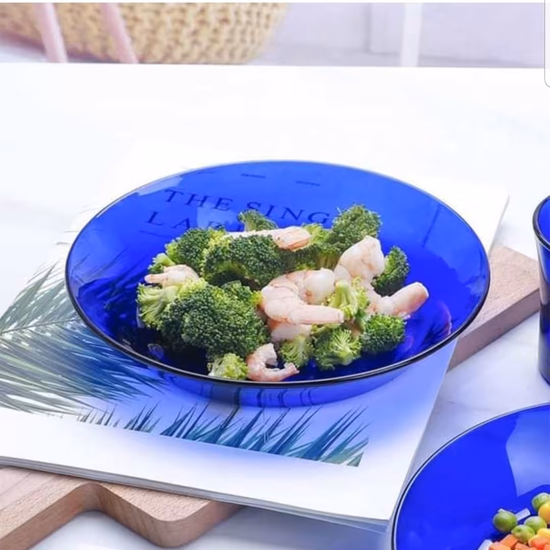 6 عدد بشقاب خورشتی آبی کاربنی(سرمه ای)قطر 19سانت مارک دورالکس فرانسه