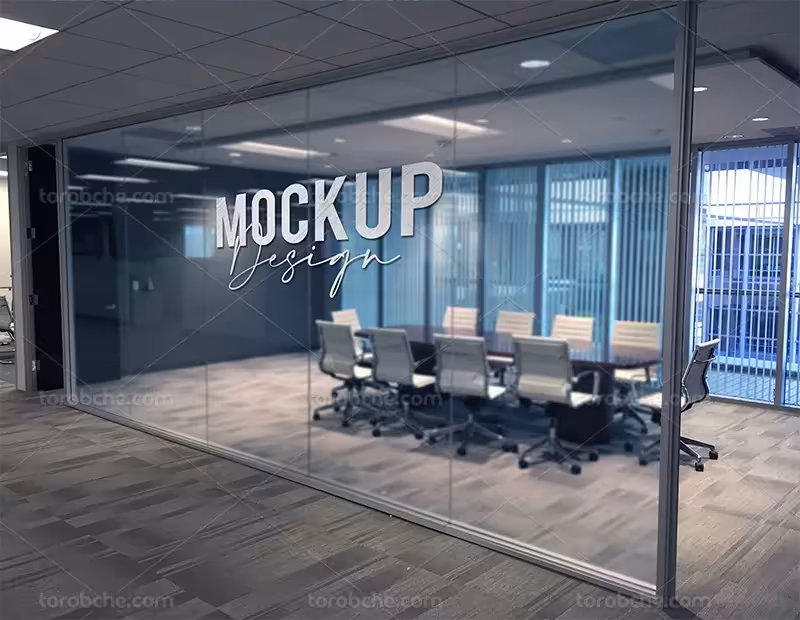 موکاپ لایه باز لوگو روی شیشه | گرافیک با طعم تربچه