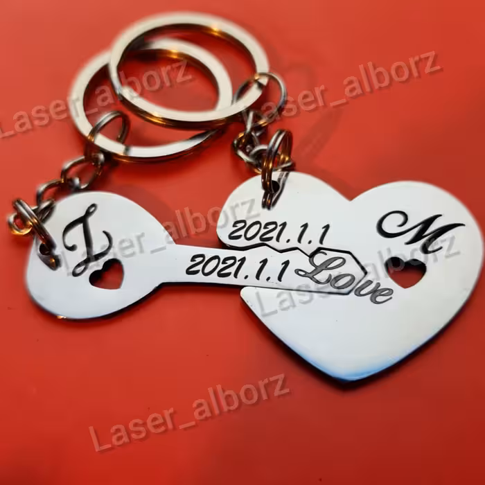 ست جا کلیدی طرح قلب و کلید حک دلخواه