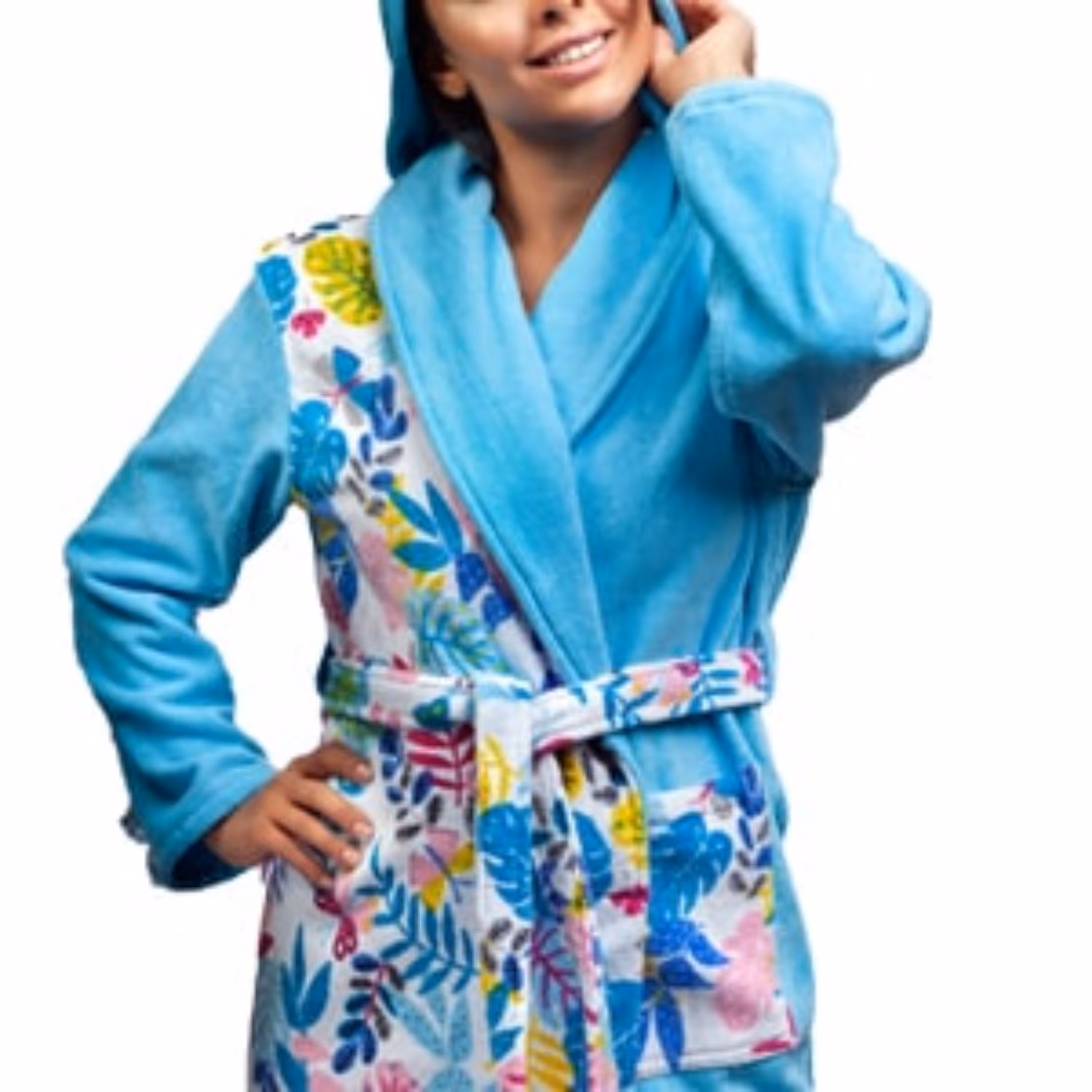 حوله تنپوش پودایران طرح گلبرگ رنگ آبی سایز لارج(125) رنگ ثابت و بدون پرزدهی