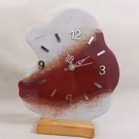 ساعت رزینی ایستاده طرح سنگ مرمر و قرمز 