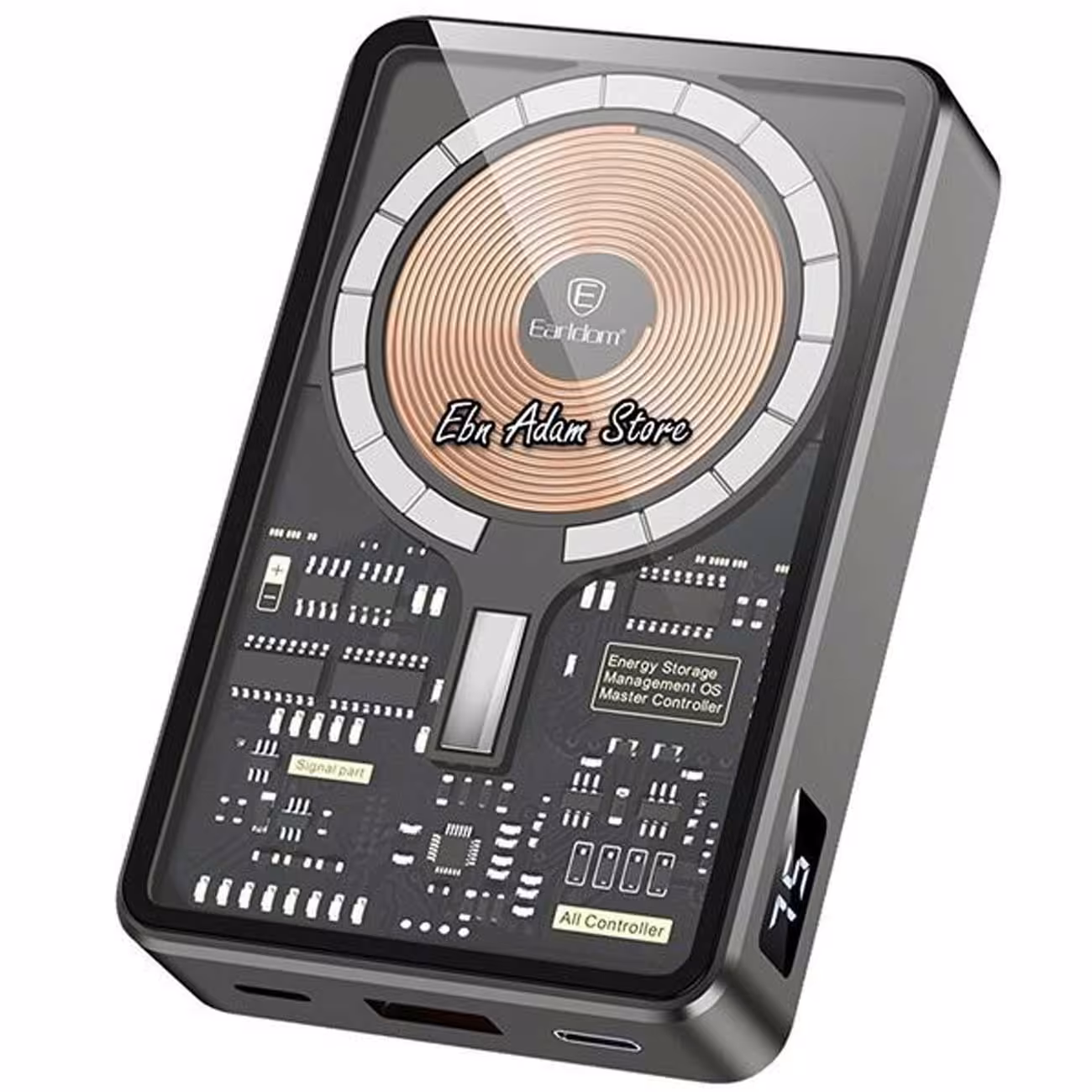 پاوربانک بی سیم فست شارژ 15 وات 10000 طرح شفاف ارلدام ET-PD20