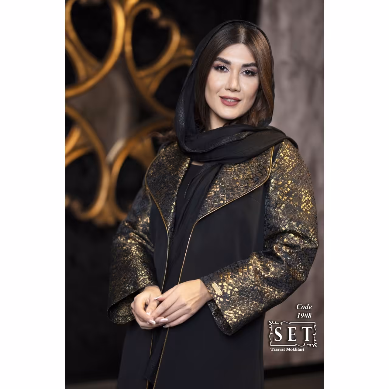 مانتو مزون دوز مجلسی پوست ماری مدل پریسا کد 1908 برند SET