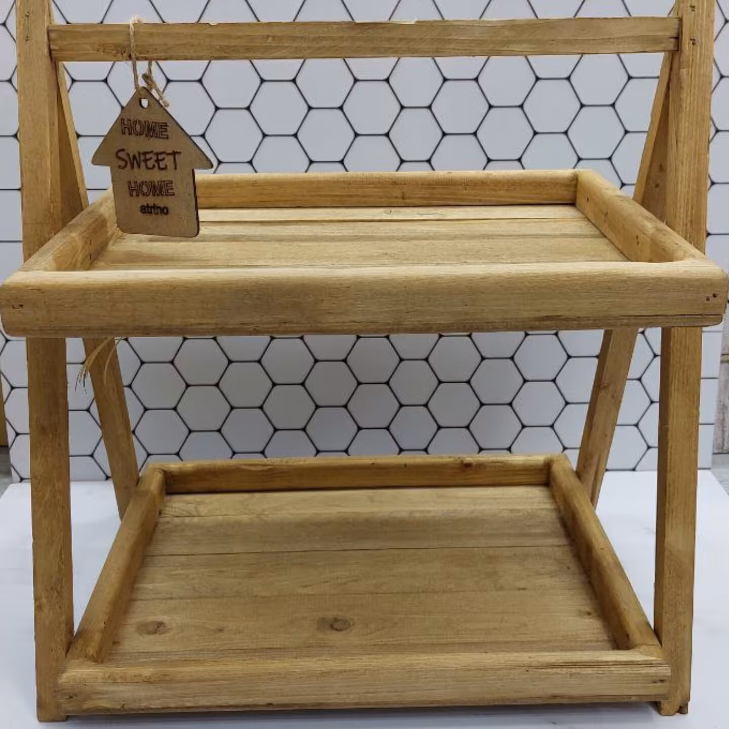 استند چوبی2طبقه مربع بزرگ-استند پاسماوری و آشپزخانه-تمام چوب