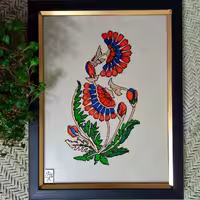قاب کارشده ویترای برند ژیوار .کار دست .استفاده از ورق طلا .ابعاد30 در40