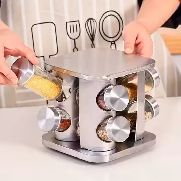 ادویه استیل گردان 8 تایی مربع کد 7101 با ارسال رایگان