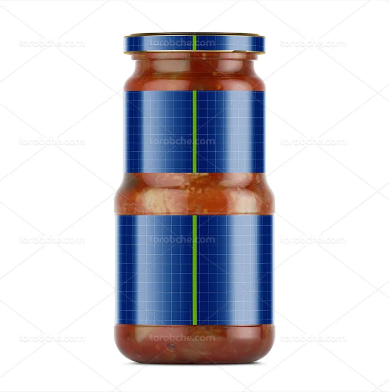 موکاپ شیشه سس لایه باز | گرافیک با طعم تربچه