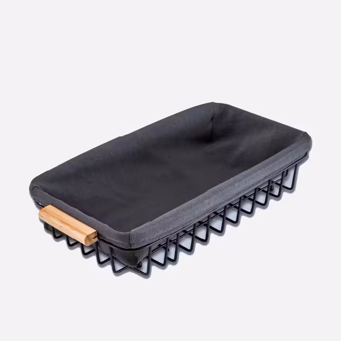 سبد نان بزرگ مستطیل پارچه ای چوبی یونیک کد 2907