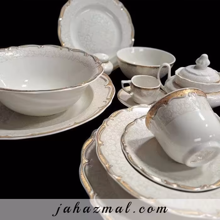 سرویس چینی پردیس طرح دانیلا رزگلد 98 پارچه بن چاینا