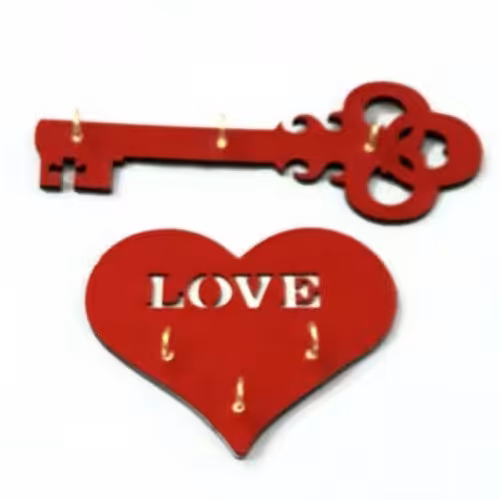 جاکلیدی چوبی طرح کلید عشق و طرح قلب لاو