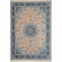 فرش ماشینی افرند طرح پتینه 1200 شانه گل برجسته زمینه نقره ای کد 1506 (چهار متری)