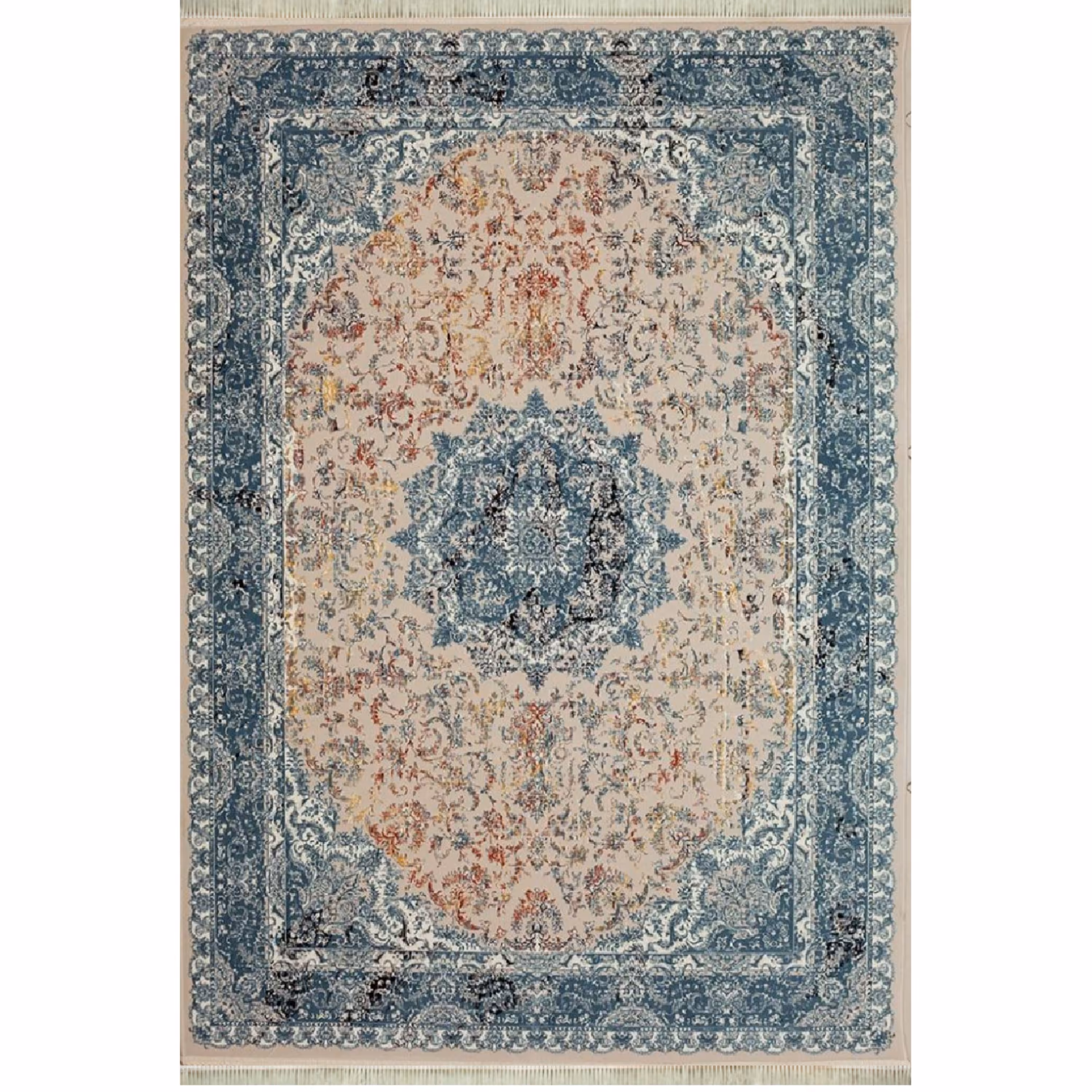 فرش ماشینی افرند طرح پتینه 1200 شانه گل برجسته زمینه نقره ای کد 1506 (چهار متری)