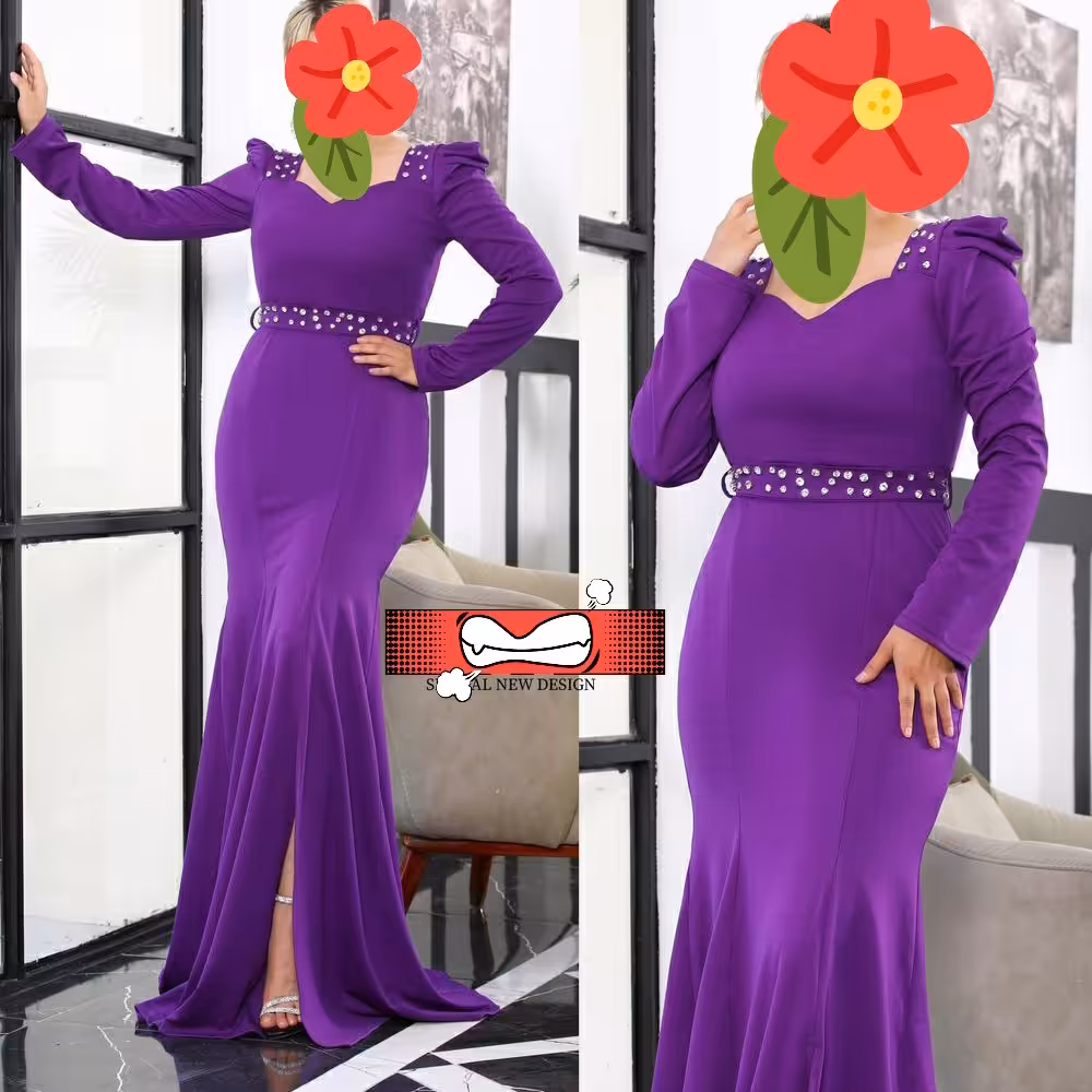 پیراهن بلند مجلسی کارشده مشکی آبی بنفش قرمز  تاسایز46