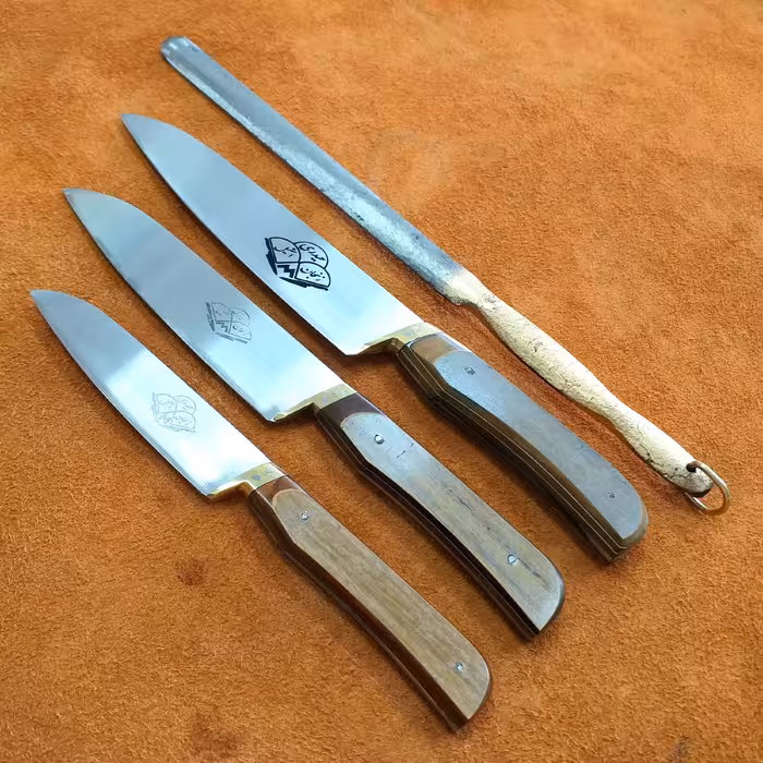 چاقوی اشپزخانه زنجان ست چهار عددی چاقو استیل ضد زنگ چاقو آشپزخانه سه عدد چاقو با یکعدد مصقل