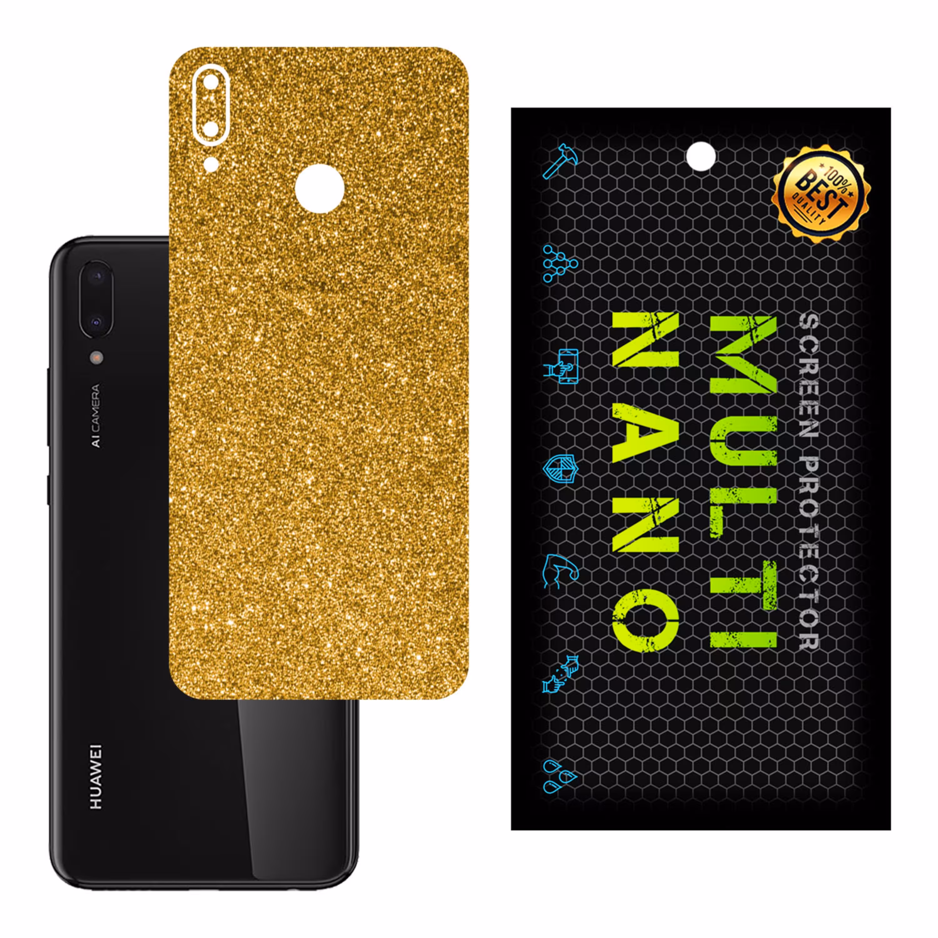 برچسب پوششی MultiNano مدل X-G1F-Gold برای پشت موبایل هوآوی Y9 2019