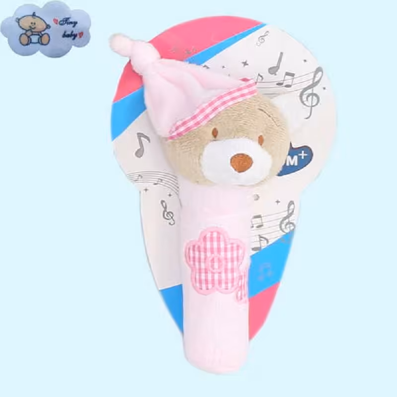 جقجقه کودک مدل خرس-بدون پرز و الکتریسیته ساکن-صادراتی-رنگ صورتی.