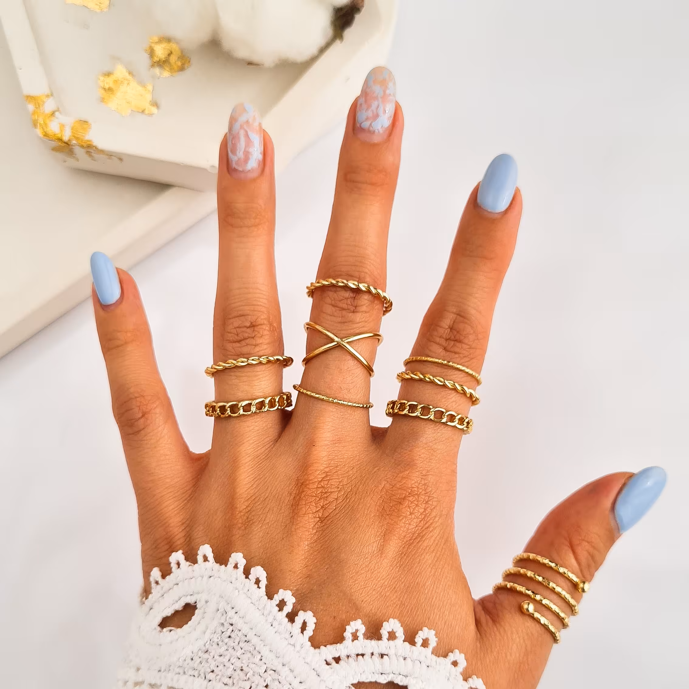 پک انگشتر طلایی ،انگشتر ست ،پک انگشتر چندتایی