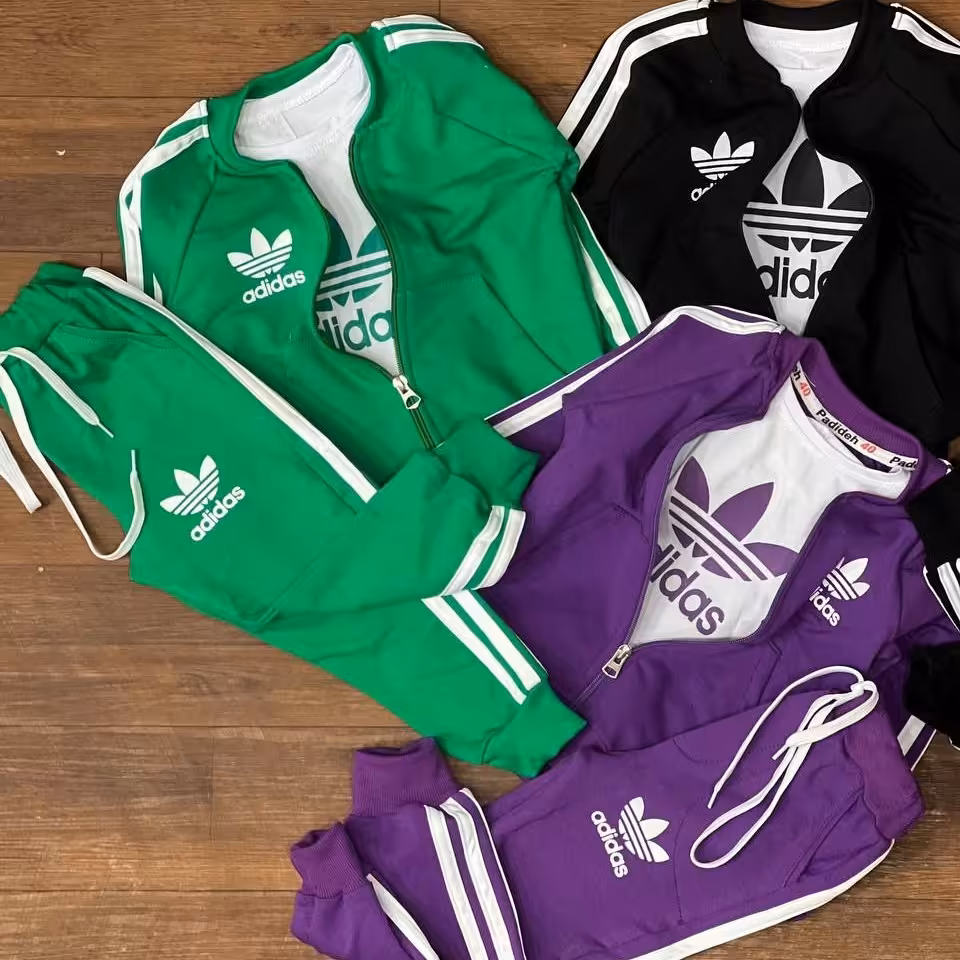 ست سه تیکه سوییشرت و شلوار و تیشرت ادیداس دخترانه  و پسرانه