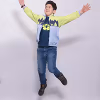 ست سویشرت دورو و تیشرت دخترانه و پسرانه M403 برشاد رنگ آبی آسمانی-فسفری سایز 116