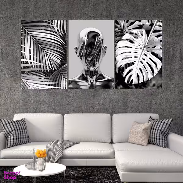 تابلو شاسی بکلیت طرح مدرن برگ انجیری و چهره مدل SH-1555 مجموعه 3 عددی