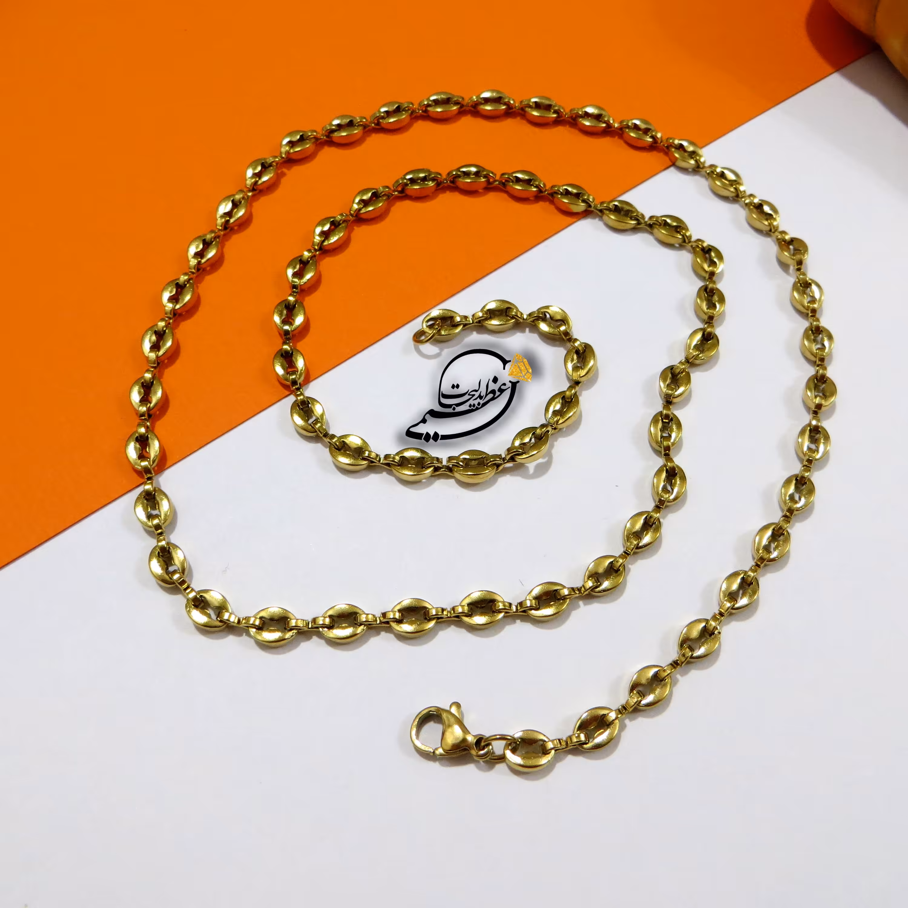 گردنبند استیل مردانه (زنانه) شیک و ساده و زیبا طلایی