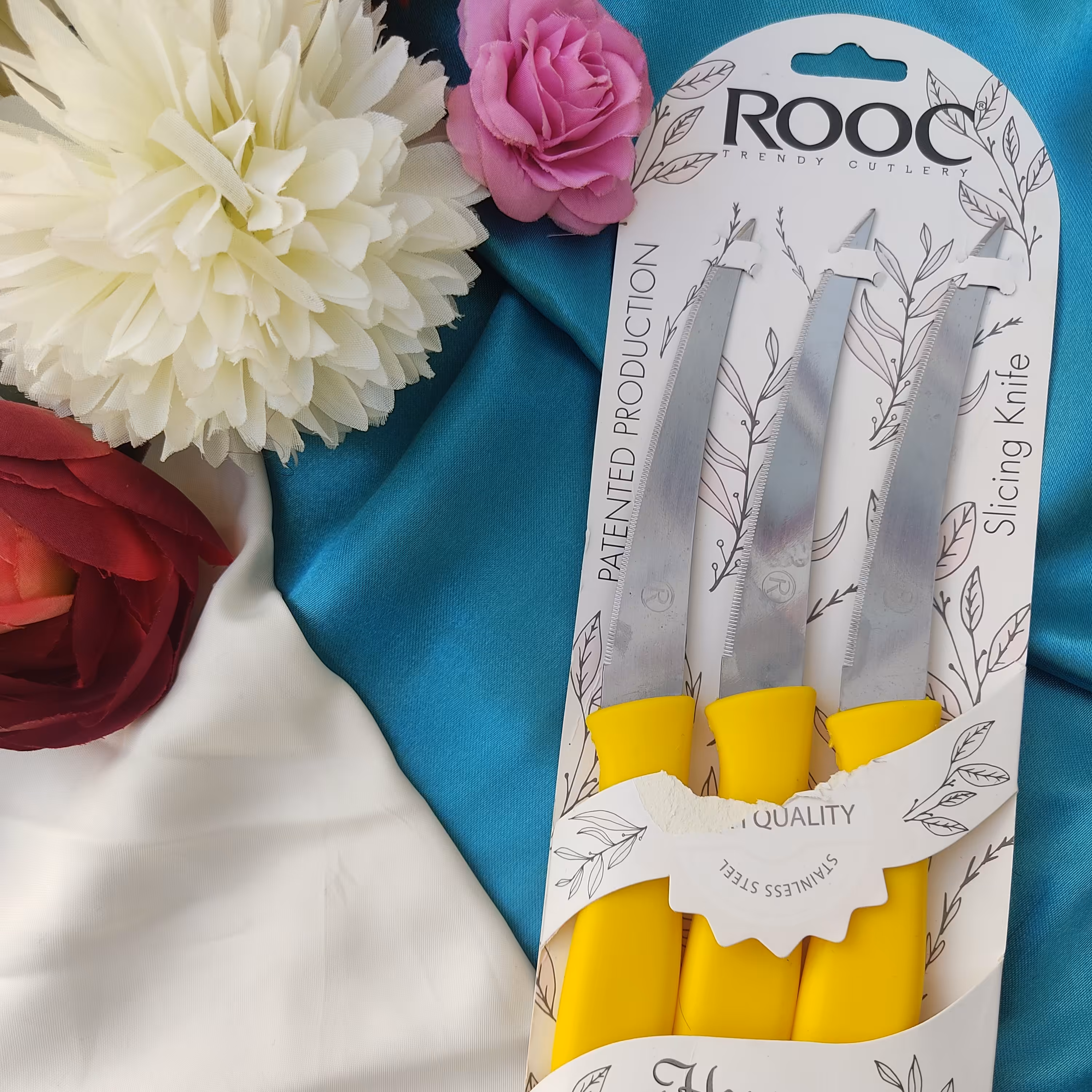 چاقوی آشپزخانه پک3عددی مارک روک اره ای و تیز  با کیفیت بالا  و درجه1