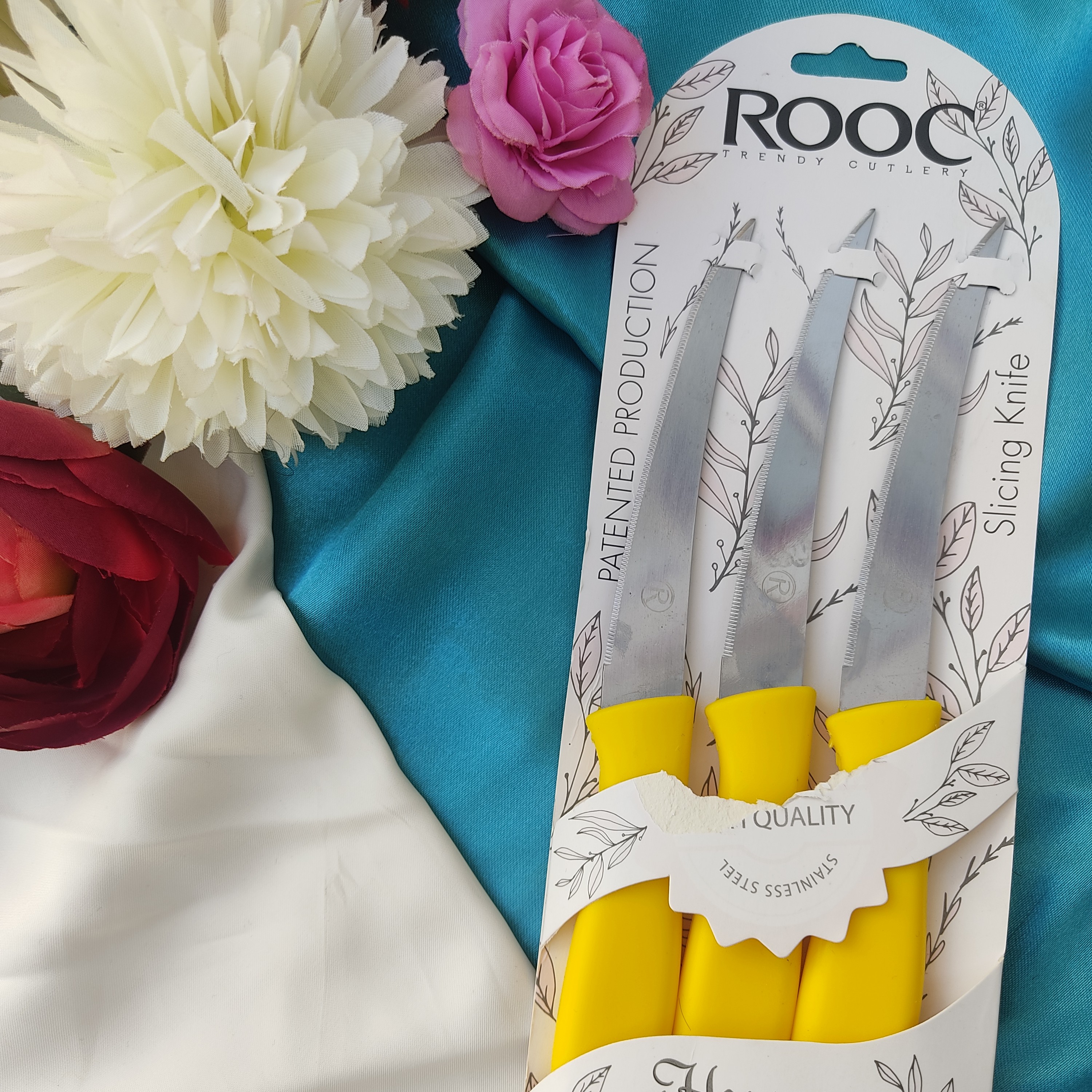 چاقوی آشپزخانه پک3عددی مارک روک اره ای و تیز با کیفیت بالا و درجه1