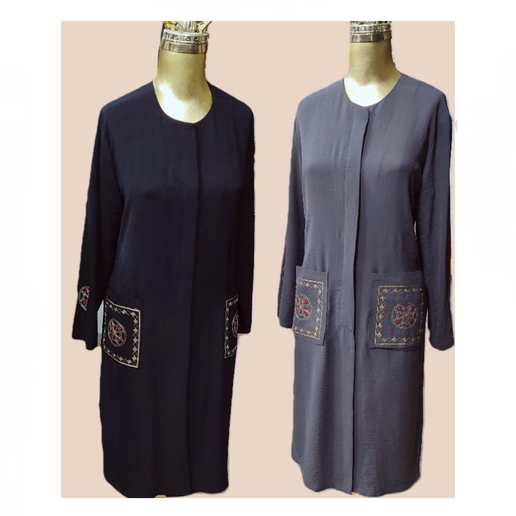 مانتو ابروبادی جیب گلدوزی