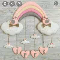 آویز نمدی طرح رنگین کمان و پرنده 1