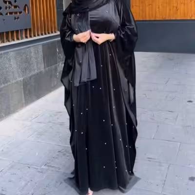 مانتو مجلسی مخمل کره ای آسنه ای مدل ست شال وعبا مروارید دار