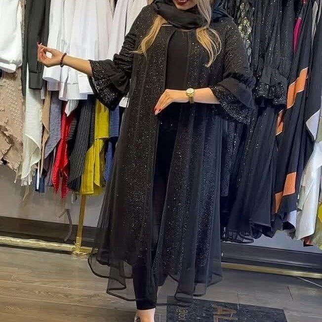 مانتو مجلسی زنانه جنس لمه شاین بدون ریزش و تور درجه یک