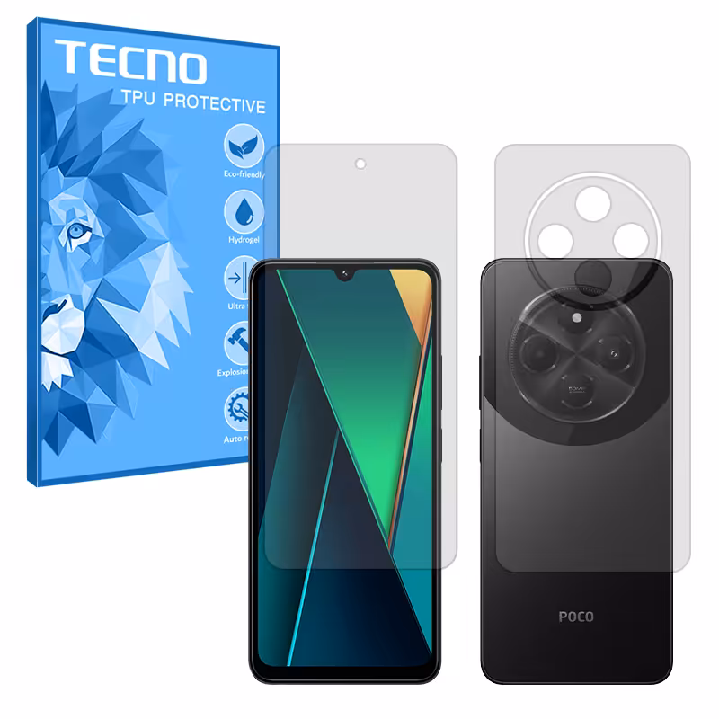 گلس صفحه نمایش و پشت گوشی شیائومی Poco C75 مدل هیدروژلی مات برند تکنو کد SS