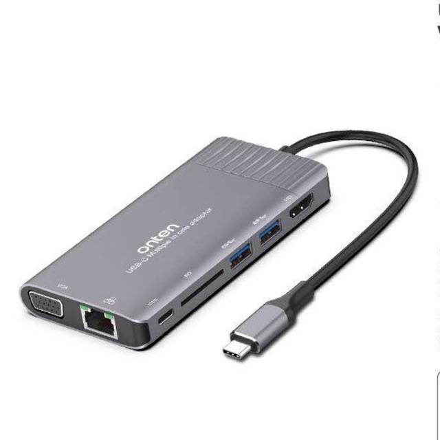 مبدل TYPE-C اونتن مدل type-c to hdmi/vga/usb30*2/PD*1/SD RJ45 OTN-95117
