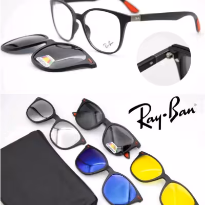 عینک طبی با 4 کاور آفتابی tr90