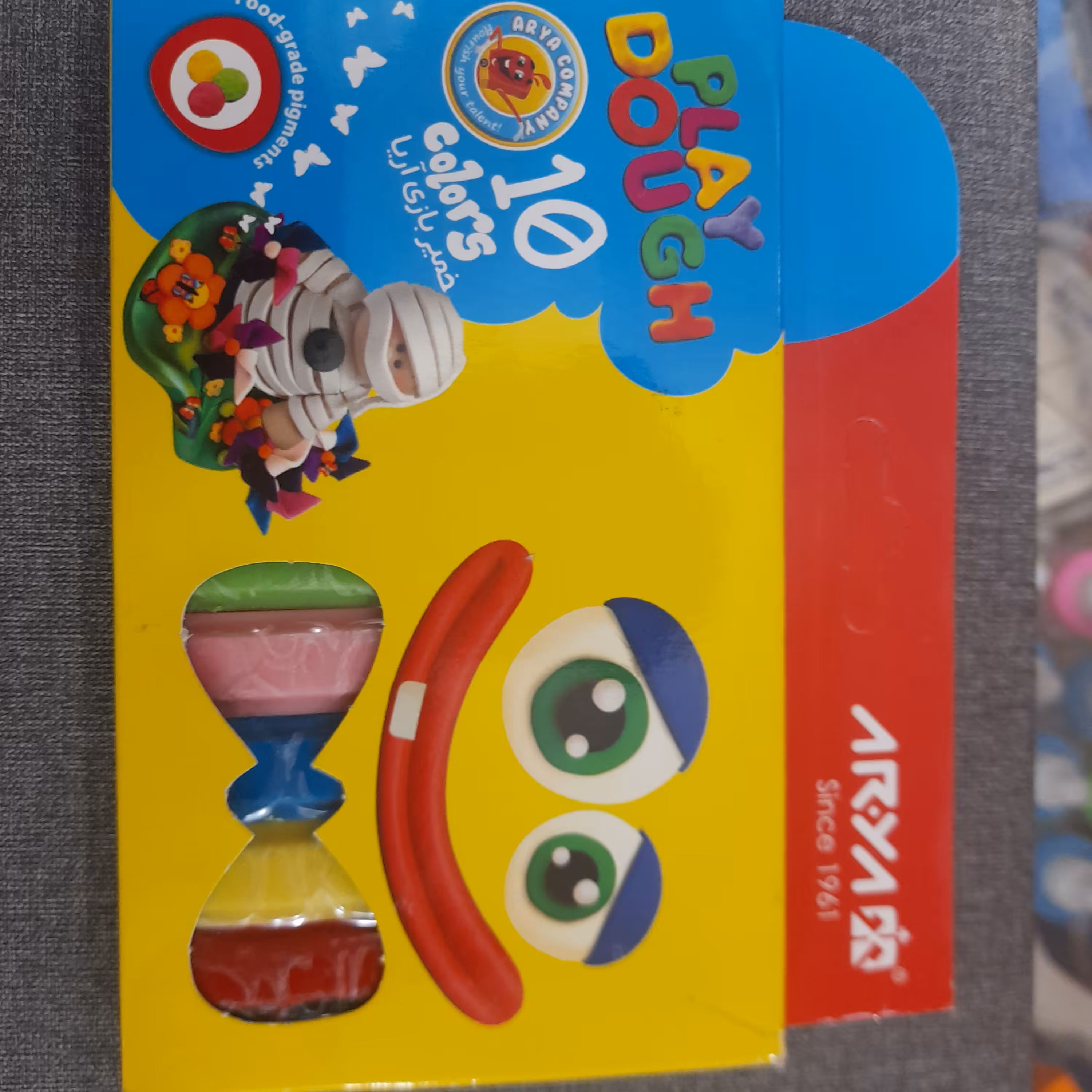 خمیر بازی پاکتی 10 رنگ آریا 