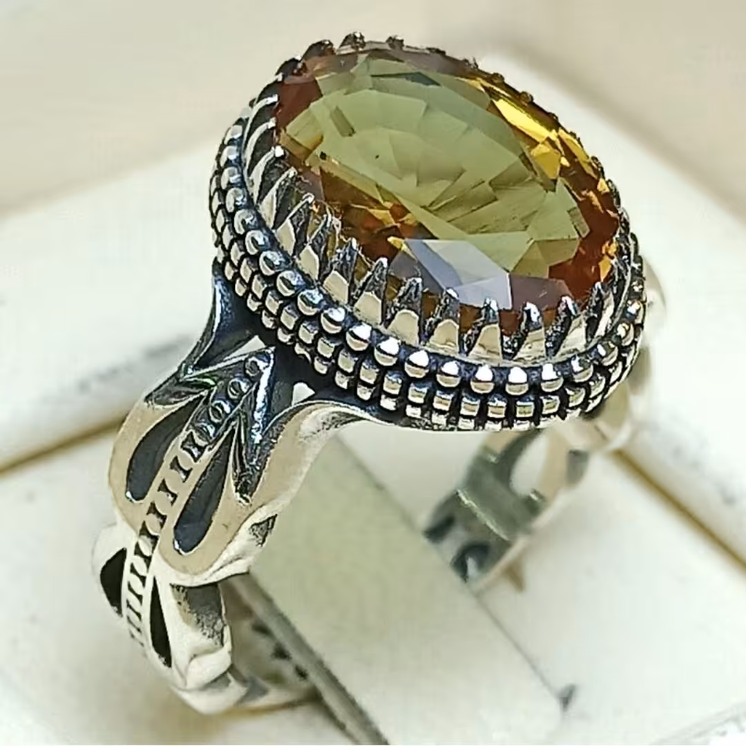  انگشتر نقره مردانه همراه با سنگ الکساندریت 