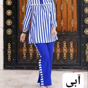 ست راه راه یقه دکمه نما