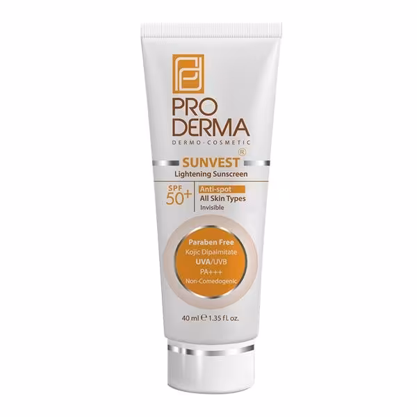 کرم ضد آفتاب ضد لک و روشن کننده بی رنگ SPF50 پرودرما