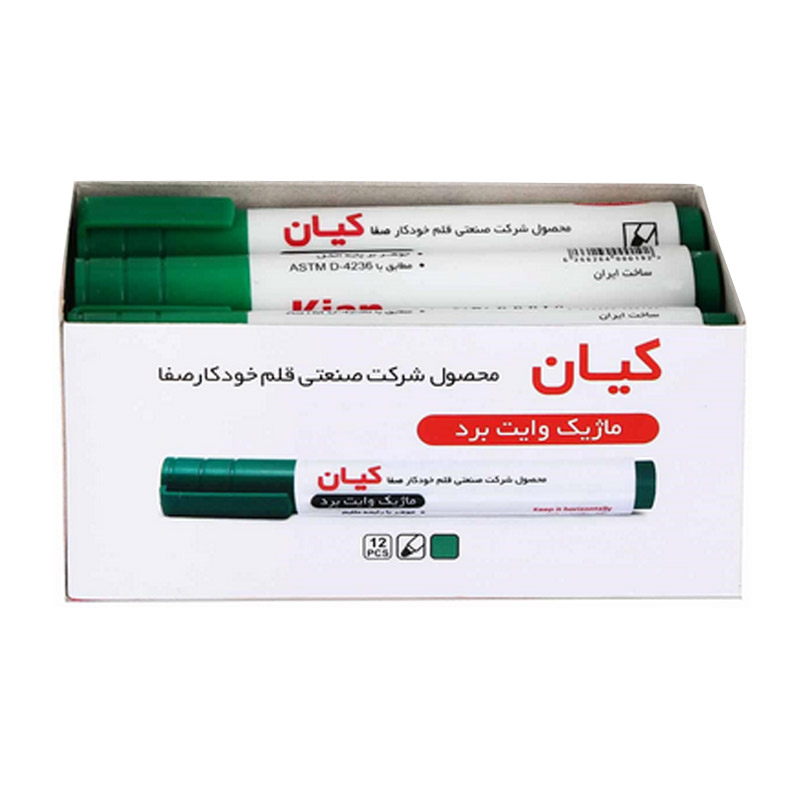 ماژیک وایت برد کیان نوک گرد رنگ سبز بسته 12 عددی – قیمت و خرید | برایتو