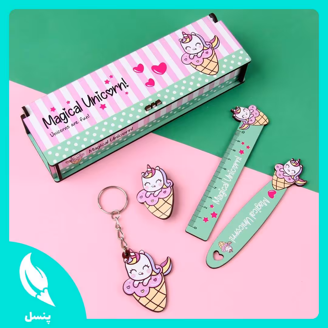 ست جامدادی 5 تکه بستنی یونیکورن