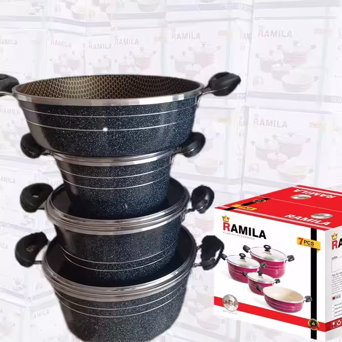 سرویس قابلمه گلدانی  رنگ مشکی - تولیدی سرویس قابلمه گلدانی - aluminium cookware factory