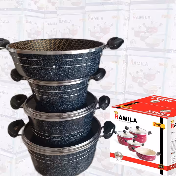 سرویس قابلمه گلدانی  رنگ مشکی - تولیدی سرویس قابلمه گلدانی - aluminium cookware factory