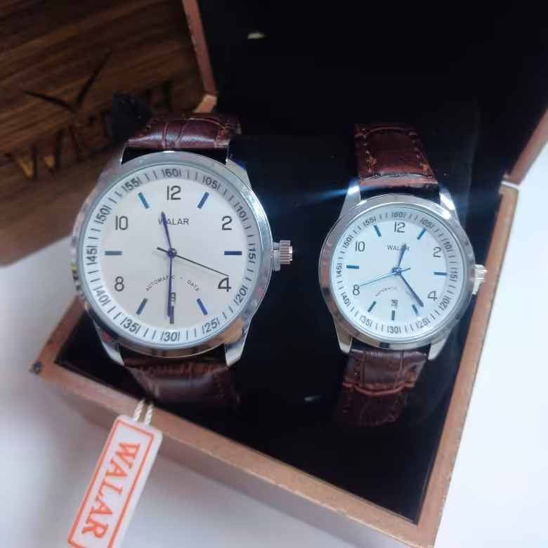 ساعت ست مردانه و زنانه تاریخ‌دار بند چرم والار