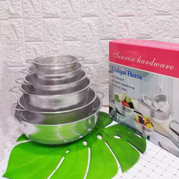 آبکش پانچ استیل 6 تیکه یونیک هوم دسته ضخیم