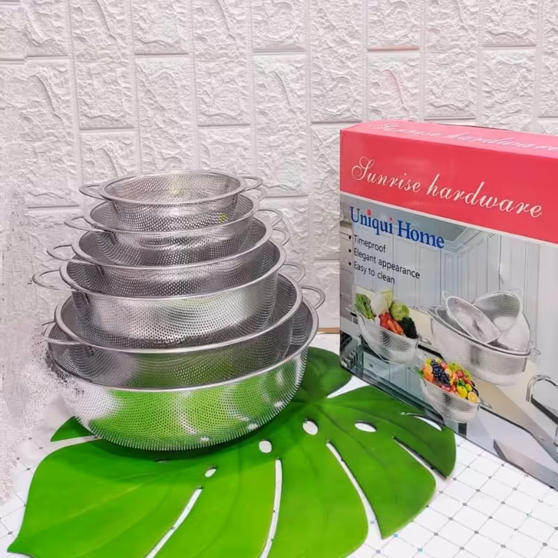 آبکش پانچ استیل 6 تیکه یونیک هوم دسته ضخیم