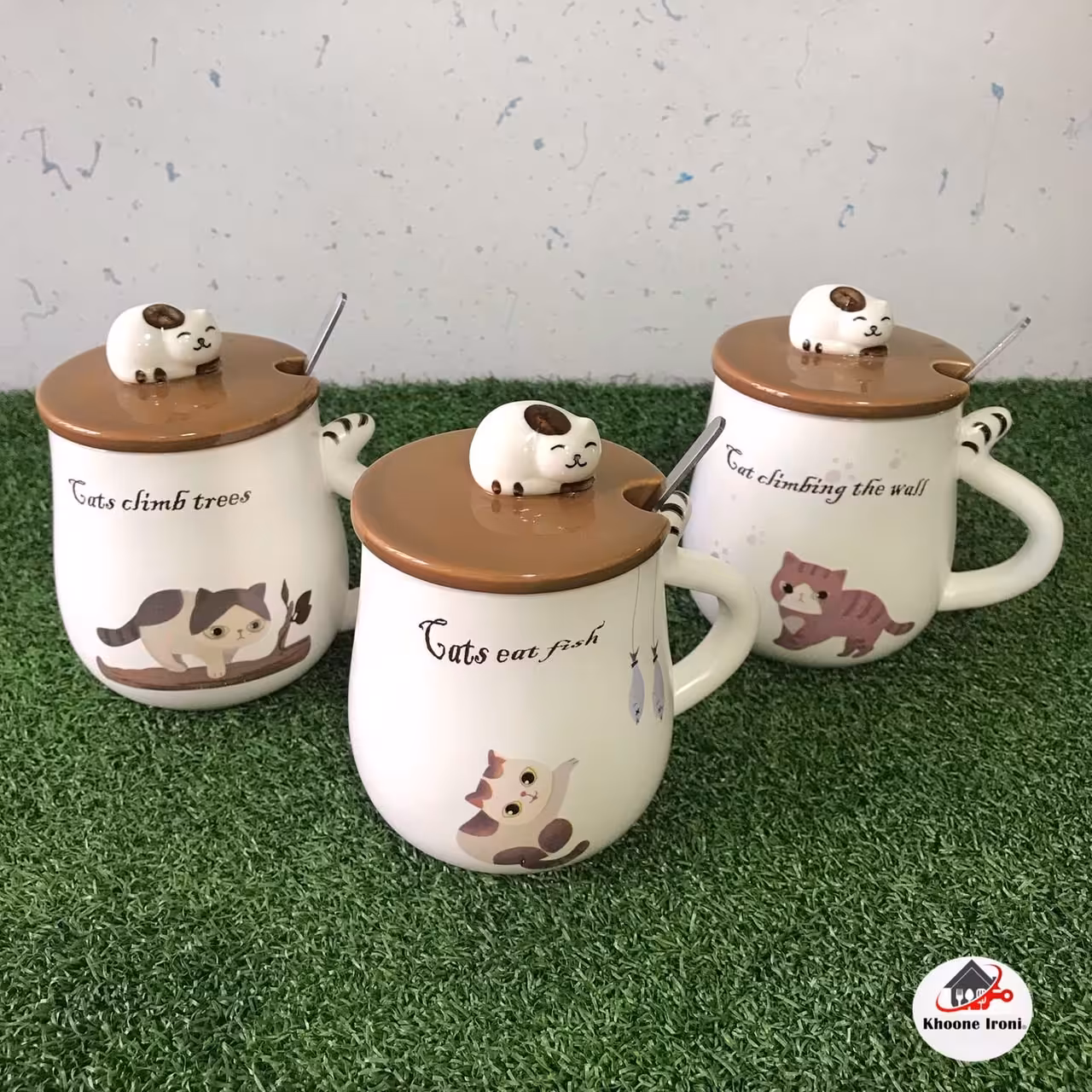 ماگ گربه درب گربه به همراه قاشق