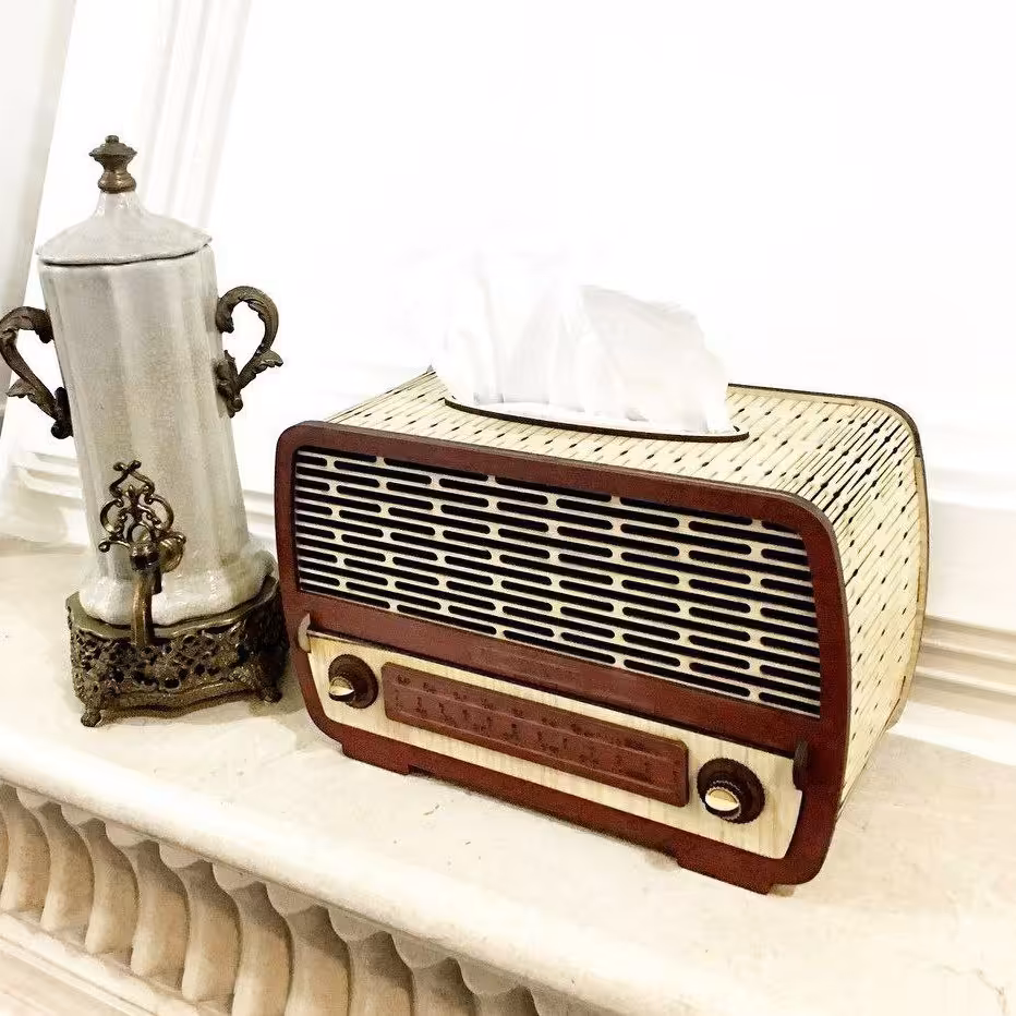 جا دستمالی کشو دار طرح رادیو